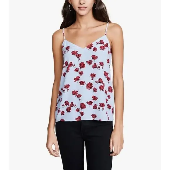 EQUIPMENT Layla Floral Print Silk Cami Tank Womens XS Blue Red Spaghetti Strap - Picture 2 of 16